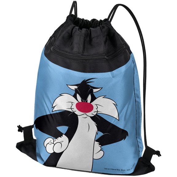 Looney Tunes Sylvester Drawstring Backpack Sports Bag Sackpack 17" x 13", Perfect for Gym, Yoga or Practice