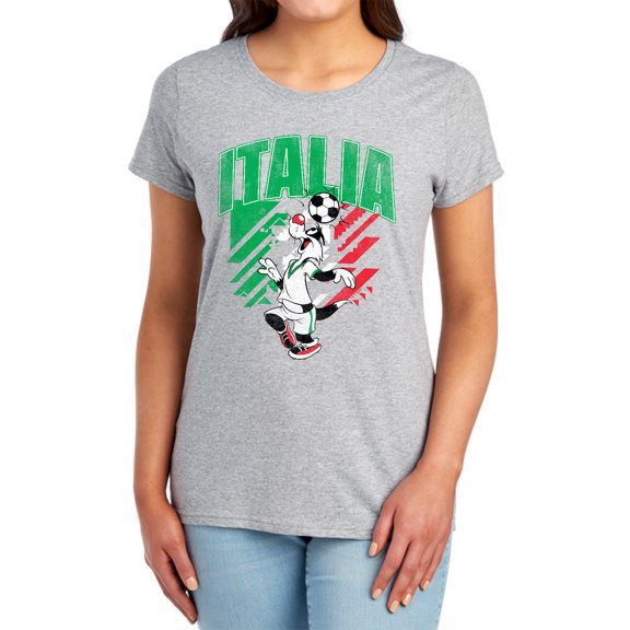 Looney Tunes Sylvester Italia Soccer Women's T Shirt, Athletic Heather, Small