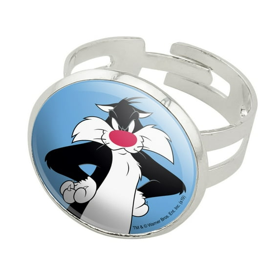 Looney Tunes Sylvester Silver Plated Adjustable Novelty Ring