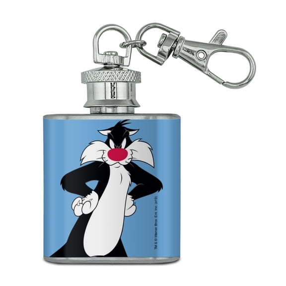 Looney Tunes Sylvester Stainless Steel 1oz Mini Flask Key Chain