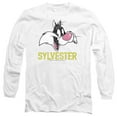thumbnail image 1 of Looney Tunes Sylvester Unisex Adult Long-Sleeve T Shirt,White, Medium, 1 of 2