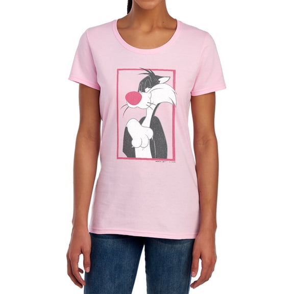 Looney Tunes Sylvester Women's T Shirt, Pink, Medium