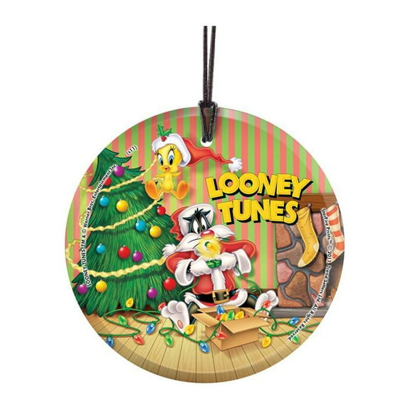 Looney Tunes (Sylvester and Tweetys Christmas) StarFire Prints Glass Art SPCIR145