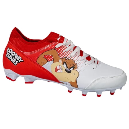 Looney Tunes Synthetic Football Cleats, Red & White, 4.5