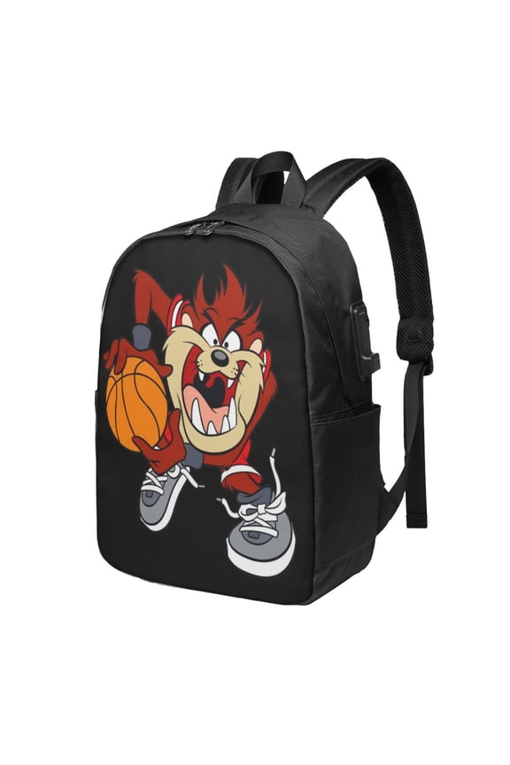 Looney Tunes Tasmanian Devil Taz Backpack Fashion Travel Backpack Laptop Backpack 17 Inch External Usb Interface Headphone Line Interface