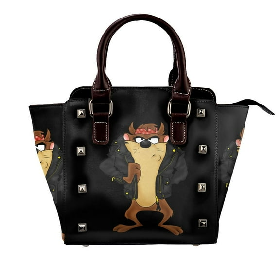 Looney Tunes Tasmanian Devil Taz Handbag Leather Rivet Shoulder Bag Luxury Fashion Shopping Tote Bag Shouldbag For Women