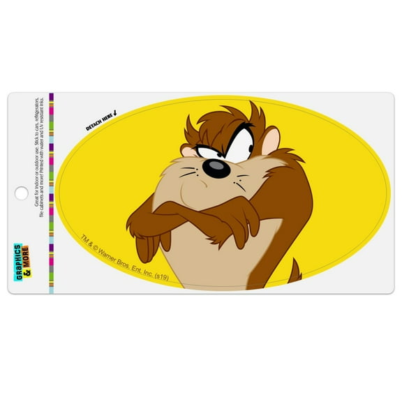 Looney Tunes Taz Automotive Car Refrigerator Locker Vinyl Euro Oval Magnet