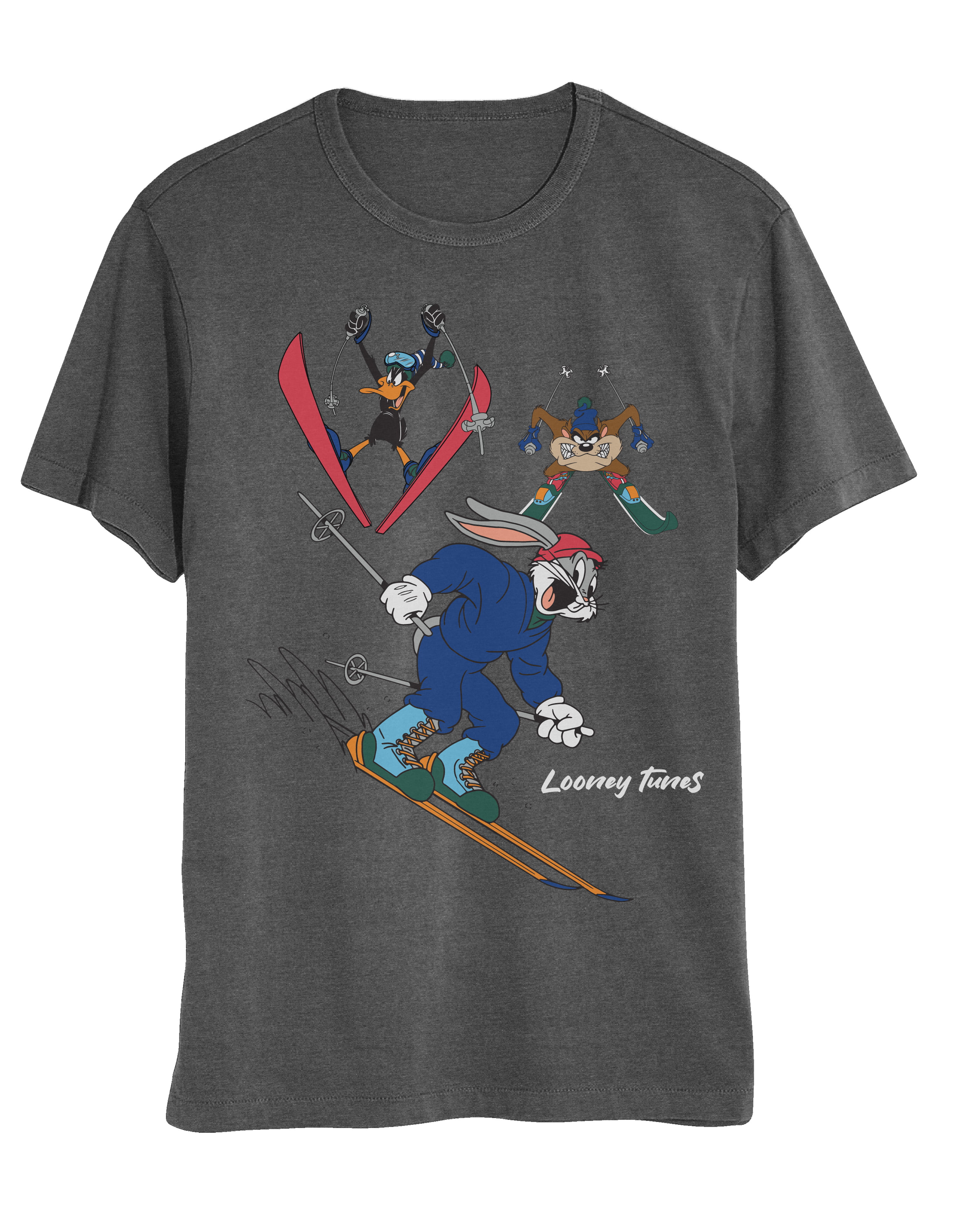 Looney Tunes Taz, Daffy and Bugs Bunny Skiing Mens and Womens Short Sleeve T -Shirt (Royal, S-XXL) 