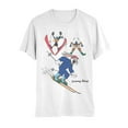 thumbnail image 1 of Looney Tunes Taz, Daffy and Bugs Bunny Skiing Mens and Womens Short Sleeve T-Shirt (White, S-XXL), 1 of 1