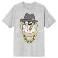 thumbnail image 1 of Looney Tunes Taz Gold Tooth and Bling Men's Athletic Heather T-shirt-Large, 1 of 7