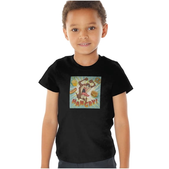 Looney Tunes Taz Hangry Kids T Shirt (2) for Youth Toddler Boys and Girls, Black