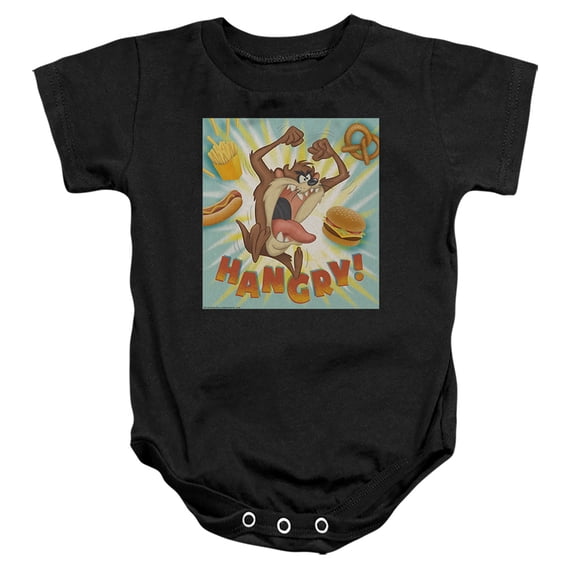 Looney Tunes Taz Hangry Unisex Infant Snap Suit for Baby (6 Months) Black