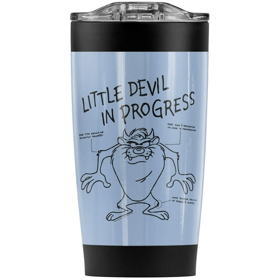 Looney Tunes Taz Little Devil In Progress Stainless Steel Tumbler 20 oz Coffee Travel Mug/Cup, Vacuum Insulated & Double Wall with Leakproof Sliding Lid | Great for Hot Drinks and Cold Beverages