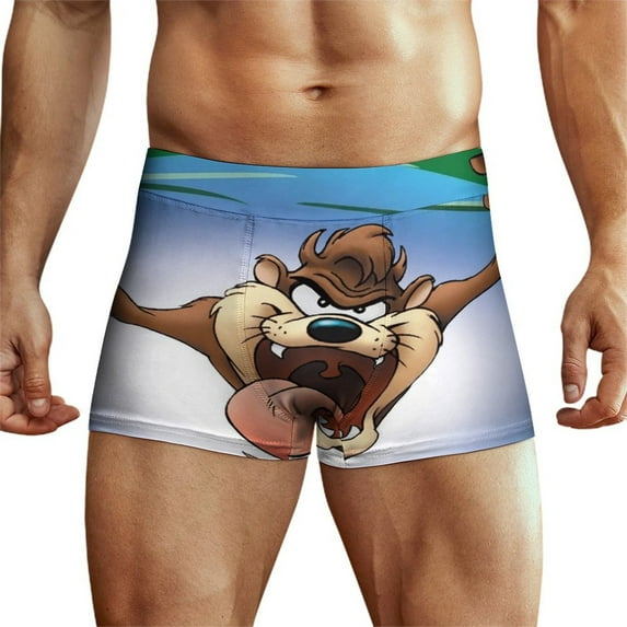 Looney Tunes Taz-Mania Mens Boxer Briefs Active Stretch Breathable Underwear, Comfortable Gym Boxer Briefs