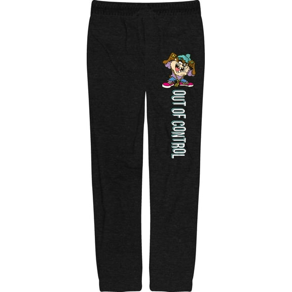 Looney Tunes Taz Out of Control Men's Black Jogger Pants-Large