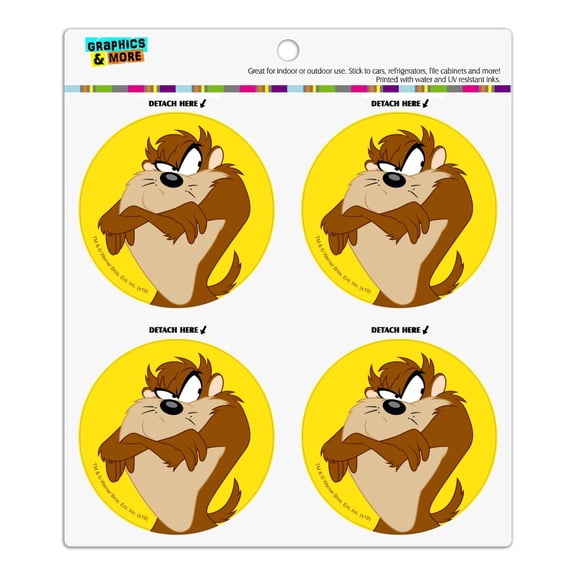 Looney Tunes Taz Refrigerator Fridge Locker Vinyl Circle Magnet Set