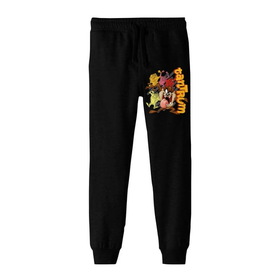 Looney Tunes Taz Tantrum Youth Black Graphic Jogger Pants-Medium