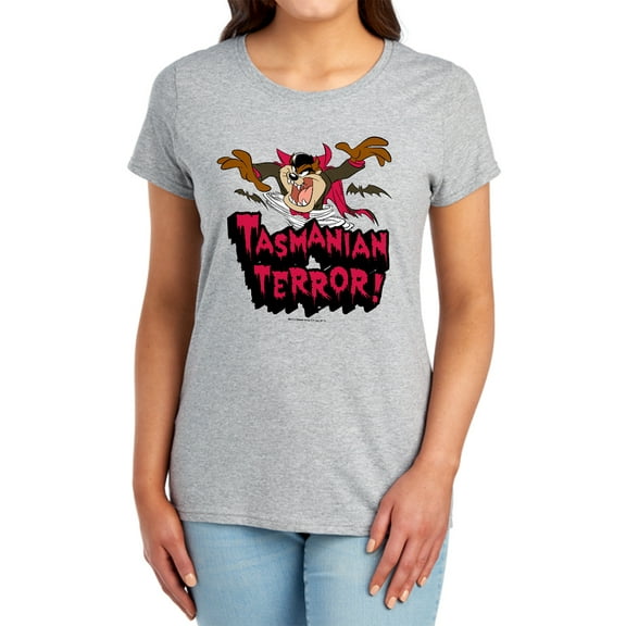Looney Tunes Taz Terror Women's T Shirt, Athletic Heather, Medium