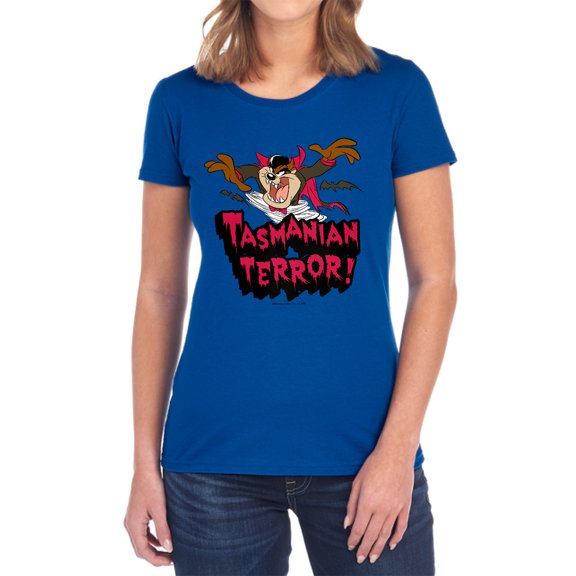 Looney Tunes Taz Terror Women's T Shirt, Royal, Medium
