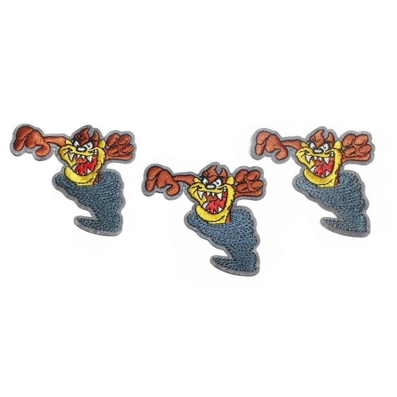 Looney Tunes Taz Tornado 3" Tall Embroidered Set of 3 Patches
