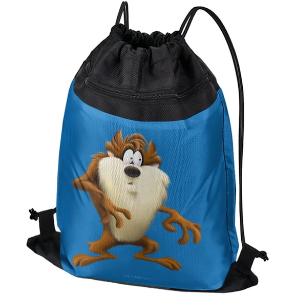 Looney Tunes Taz Wild Man Drawstring Backpack Sports Bag Sackpack 17" x 13", Perfect for Gym, Yoga or Practice