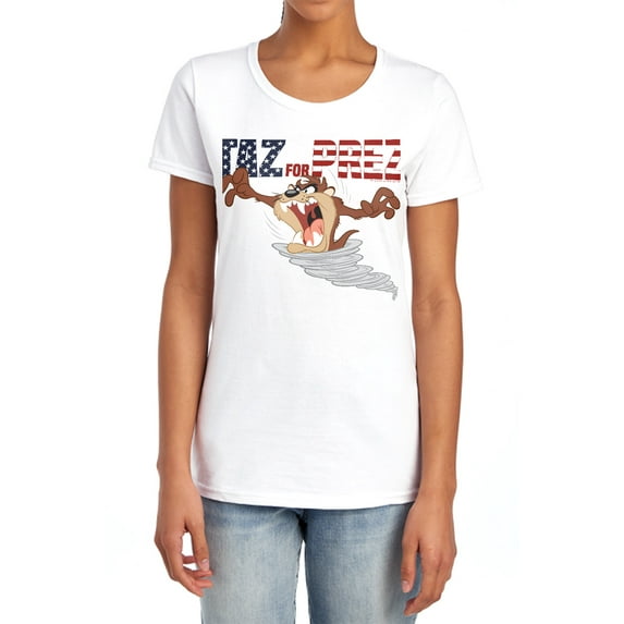 Looney Tunes Taz for Prez 3 Women's T Shirt, White, X-Large