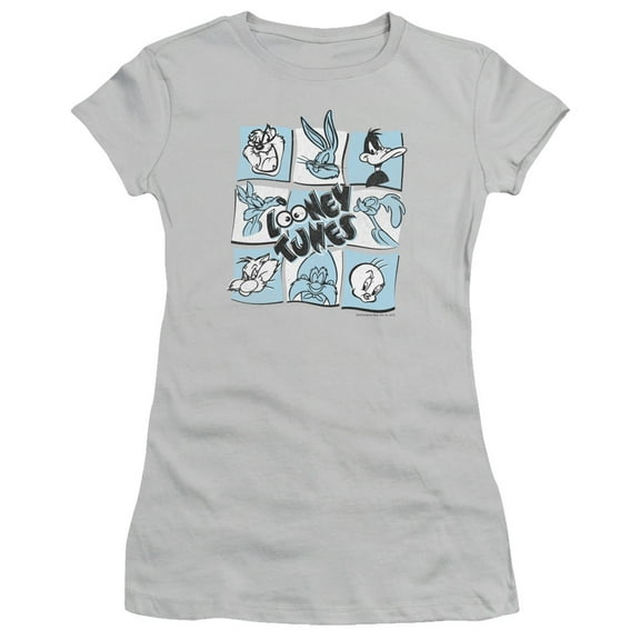 Looney Tunes The Looney Bunch S/S Junior Women's T-Shirt Sheer Silver
