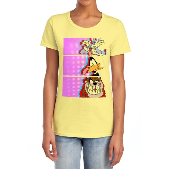 Looney Tunes Tiles Women's T Shirt, Banana, Large