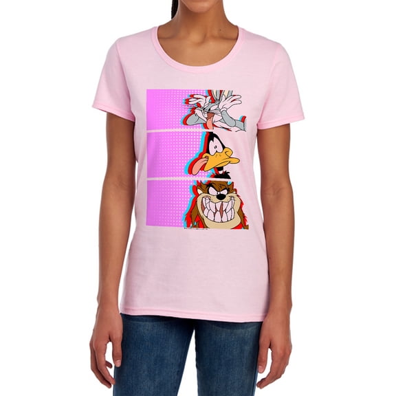 Looney Tunes Tiles Women's T Shirt, Pink, 2X-Large