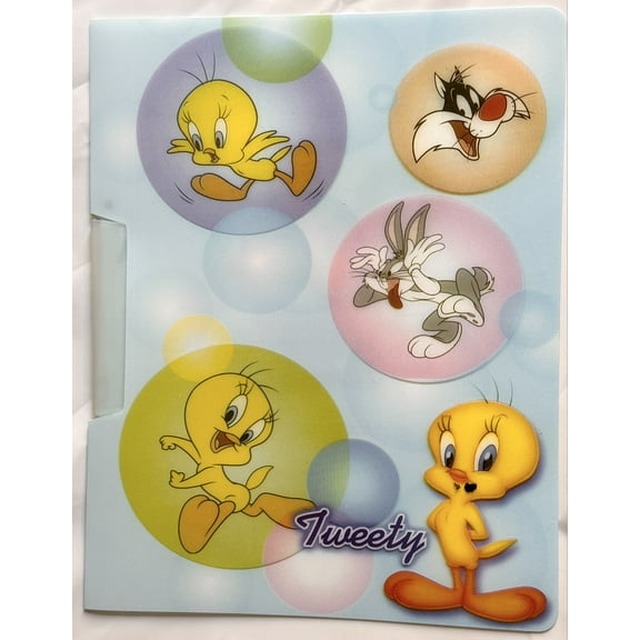 Looney Tunes Tweety Bid Folder - Bugs Bunny Sylvester Clamp Folder ( Hard Plastic)