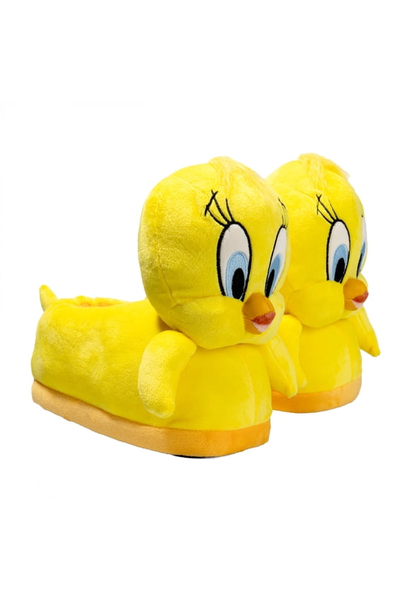 Tweety Bird 3D Plush Step-In Women's Slippers-M (7-8)