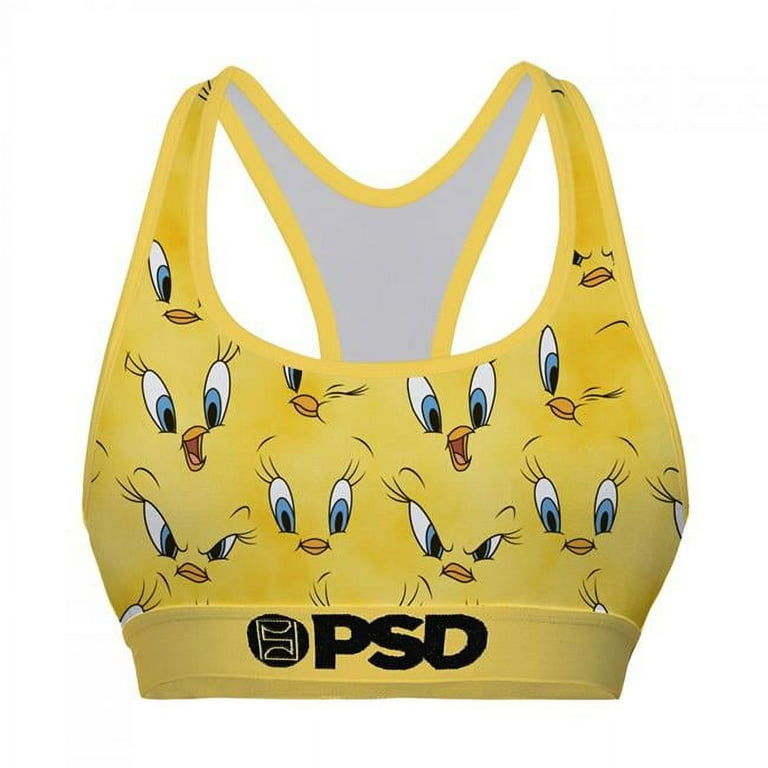 Looney Tunes Tweety Bird Big Mood PSD Sports Bra, Yellow - Large