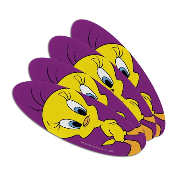 Looney Tunes Tweety Bird Double-Sided Oval Nail File Emery Board Set 4 Pack