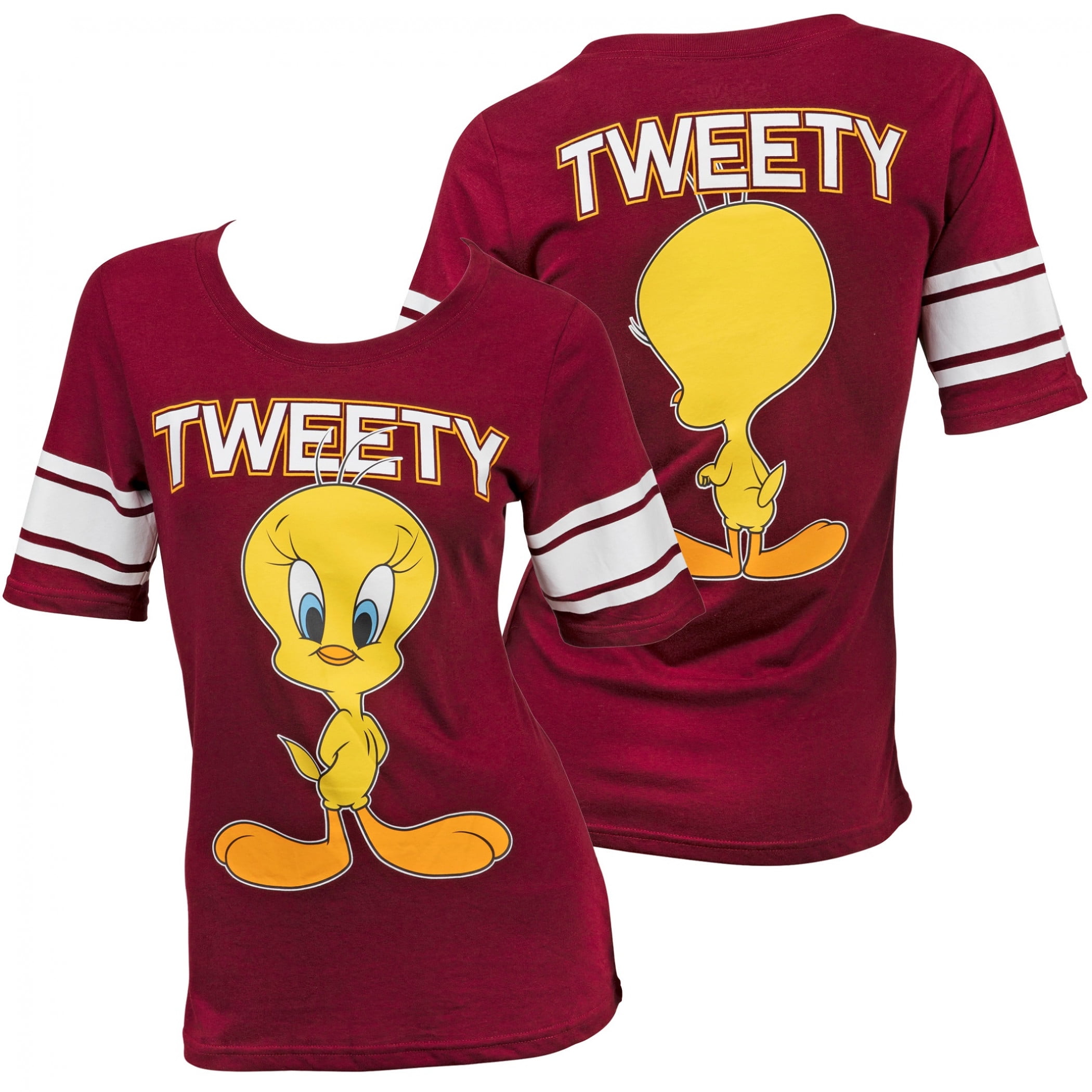 and T-Shirt-Large Back Front Looney Bird Print Women's Tweety Tunes