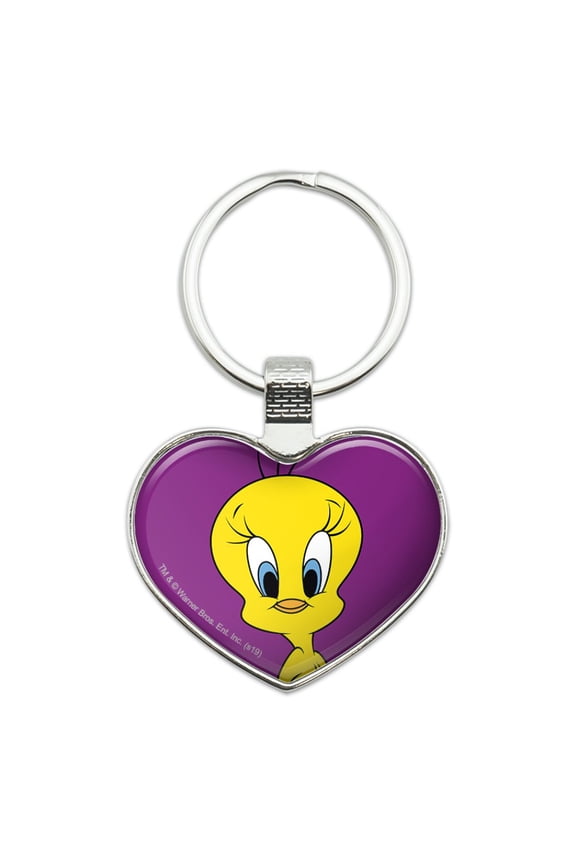 Looney Tunes Tweety Bird Keychain Heart Love Metal Key Chain Ring