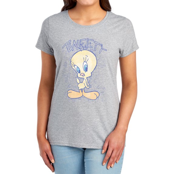 Looney Tunes Tweety Fade Women's T Shirt, Athletic Heather, Small