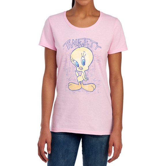 Looney Tunes Tweety Fade Women's T Shirt, Pink, X-Large