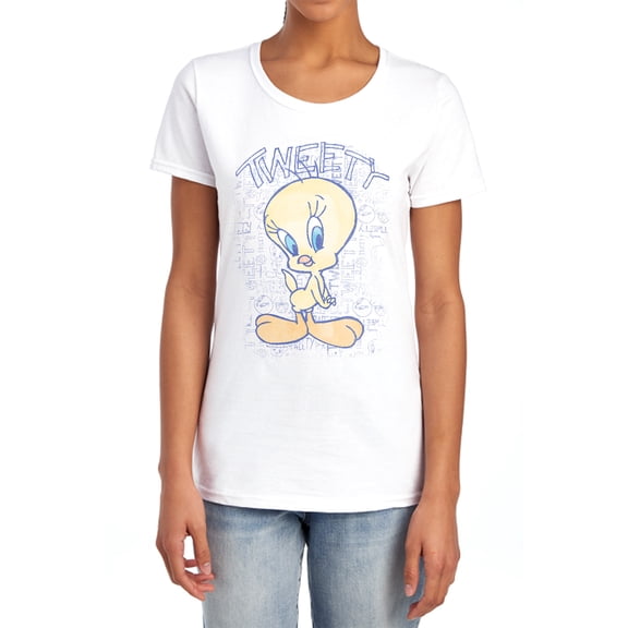 Looney Tunes Tweety Fade Women's T Shirt, White, Small