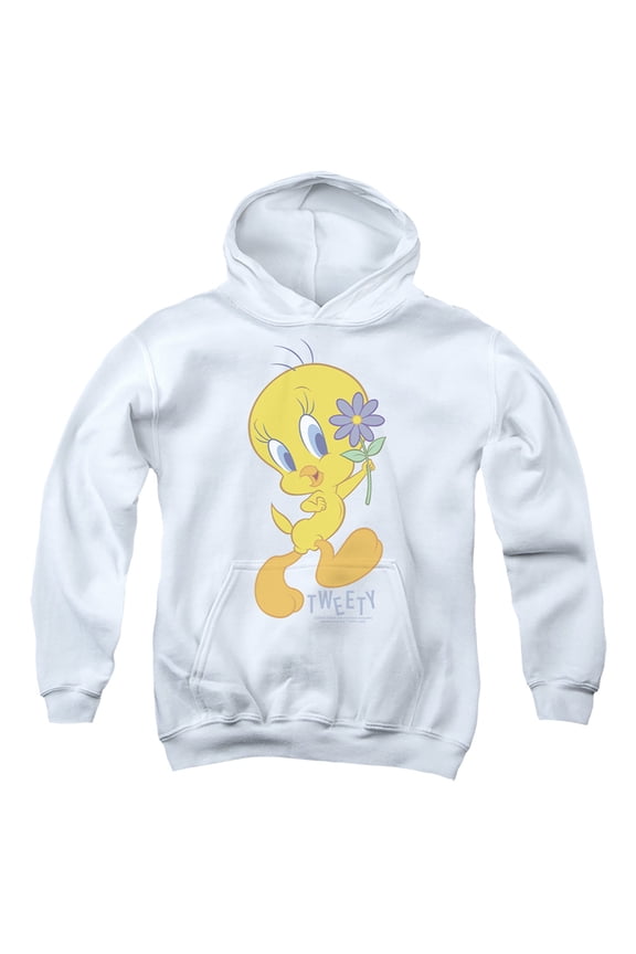 Tweety Flower Kids Pull-Over Hoodie (Large) for Youth Boys and Girls, White