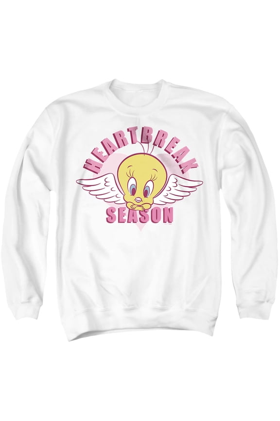 Tweety Heartbreak Valentine Unisex Adult Crewneck Sweatshirt, White, Medium