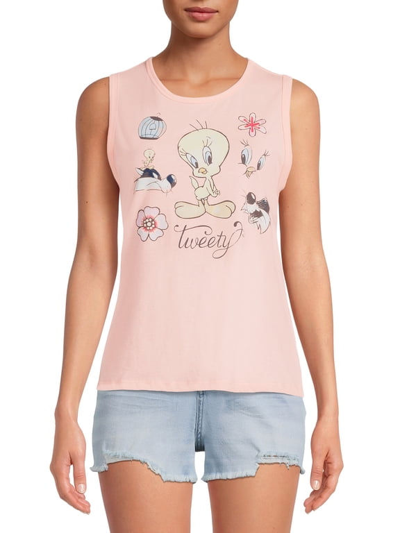 Looney Tunes Tweety Juniors' Open Back Tank Top