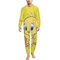 thumbnail image 1 of Looney Tunes Tweety Men's Hooded Jumpsuit - Zip Up One Piece Pajamas Soft Cozy Winter Warm Plush Loungewear, 1 of 8