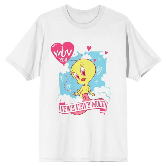 Looney Tunes Tweety My Tweet Heart Crew Neck Short Sleeve Women's White T-shirt - 6XL