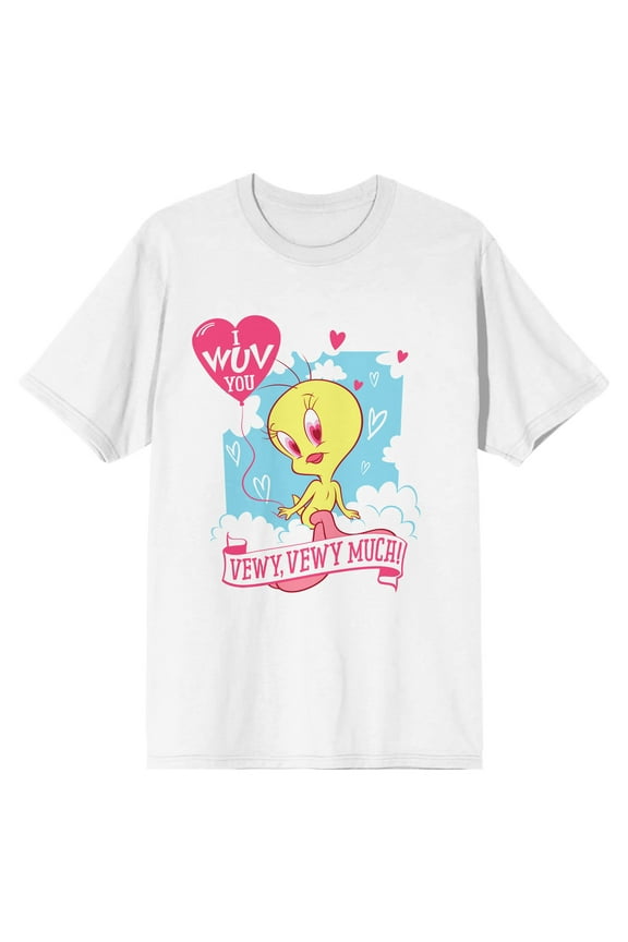 Looney Tunes Tweety My Tweet Heart Crew Neck Short Sleeve Women's White T-shirt