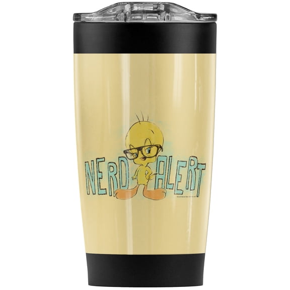 Looney Tunes Tweety Nerd Alert Stainless Steel Tumbler 20 oz Coffee Travel Mug/Cup, Vacuum Insulated & Double Wall with Leakproof Sliding Lid | Great for Hot Drinks and Cold Beverages