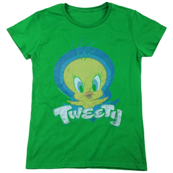 Looney Tunes Tweety Swirl Women's T Shirt, Kelly Green, Small
