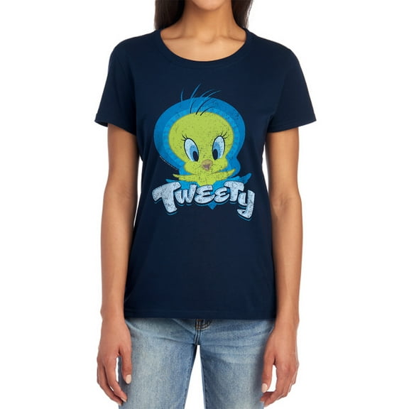 Looney Tunes Tweety Swirl Women's T Shirt, Navy, 2X-Large