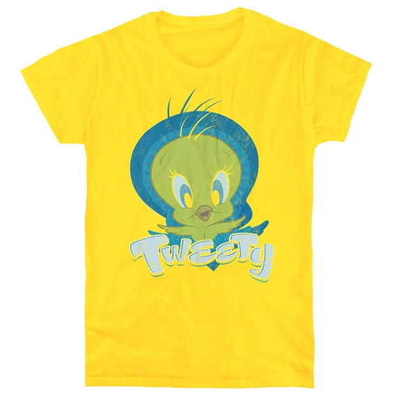 Looney Tunes Tweety Swirl Women's T Shirt, Yellow, Small