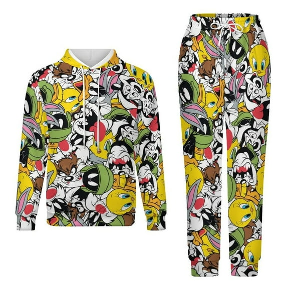Looney Tunes Unisex Hoodies And Sweatpants Set Sweatshirts Jogger Pants Hooded Hoody Tracksuits Set Suit Winter Daily Adult Sweatsuit 2 Pcs