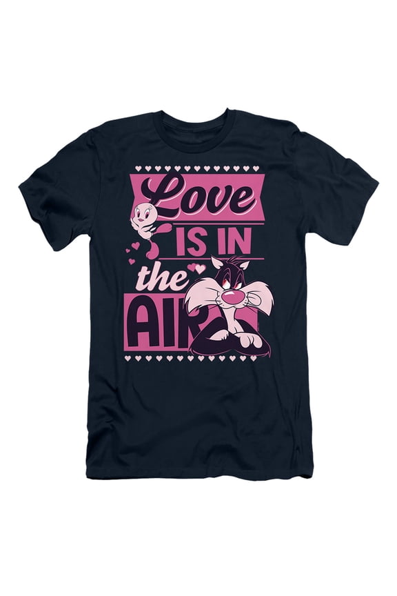 Looney Tunes Valentine's Day Tweety Sylvester Love in the Air Slim Fit Unisex Adult T Shirt